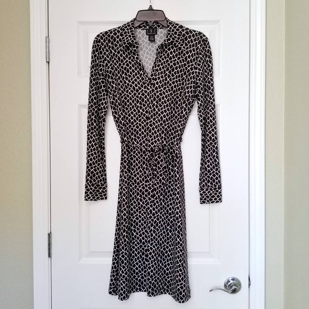Inc. Black and White Giraffe Print Shift Dress
